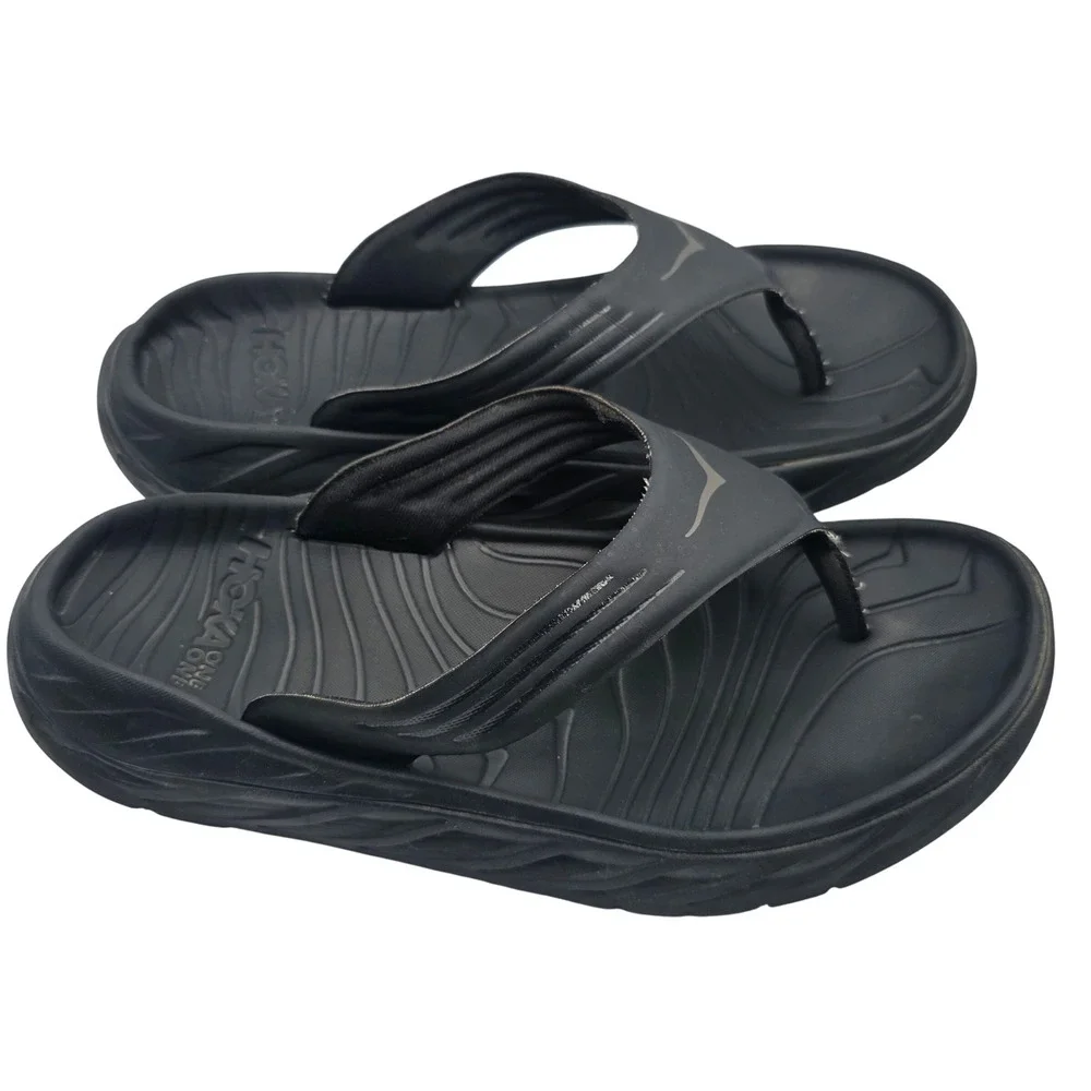 Hoka One One Ora Recovery Flip 2 Sandals Men's Size M 12 Comfort Slides Black